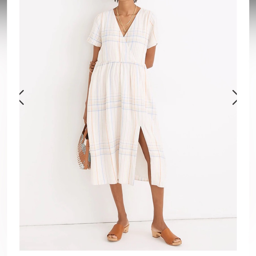 NWT Madewell Linen Clara Midi Dress